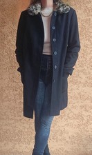 Manteau noir Naf Naf 70% laine col léopard