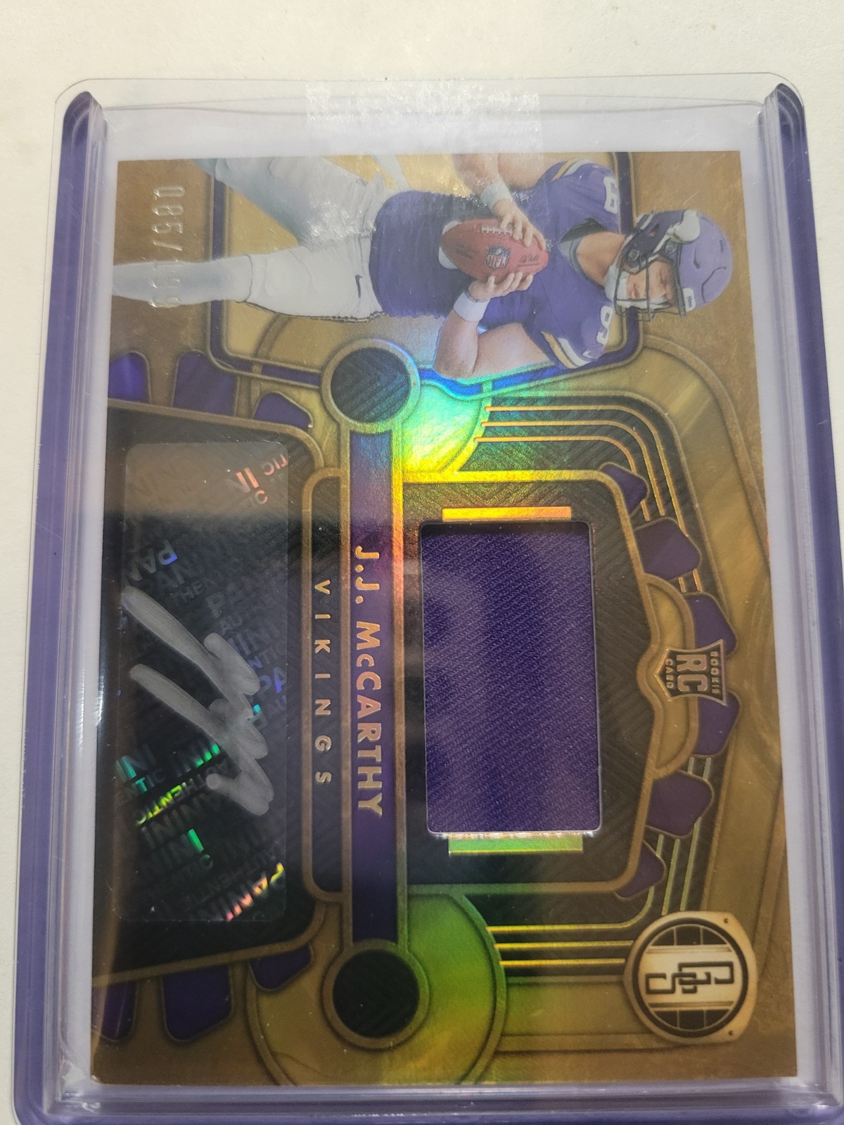 J.J. McCarthy 2024 Panini Gold Standard Football #201 Auto Patch RC #/199