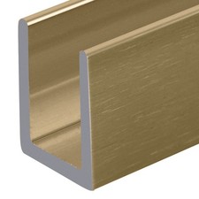 Satin Brass 3/8" Fixed Panel Shower Door Deep U-Channel - 48" Stock Length