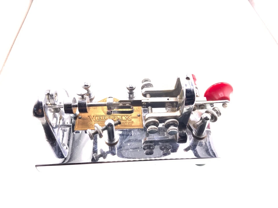 Vtg Vibroplex Deluxe Original Telegraph Key Looks Wonderful Nickel Chrome Finish - Image 2 of 4