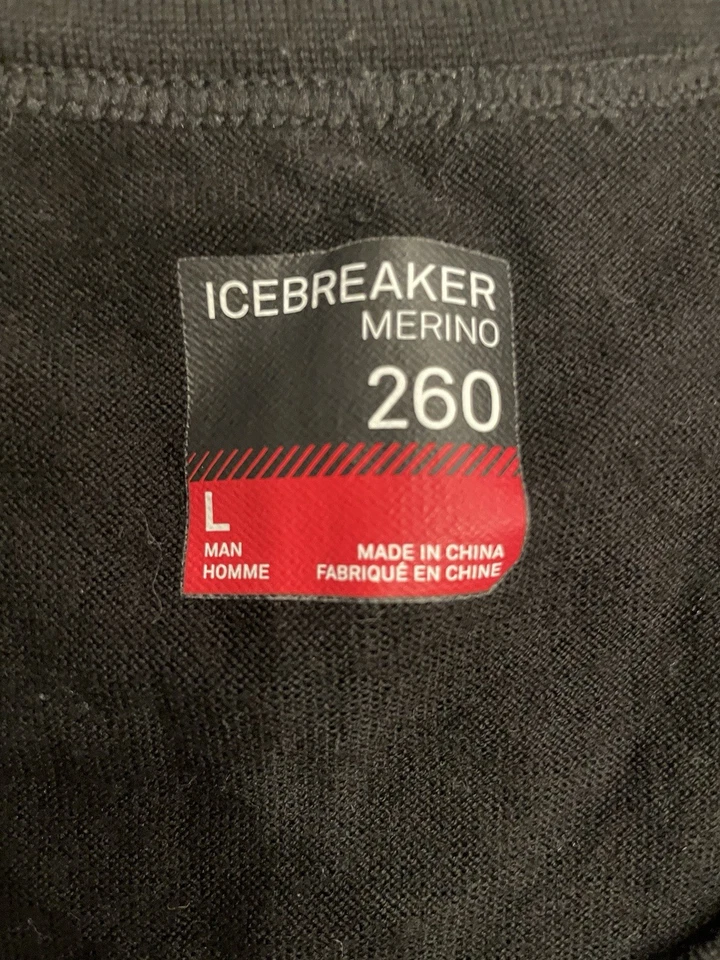 NUEVO Icebreaker Para Hombre L Merino 200 Oasis Manga Larga Capa Base Crew Top Negro Foto 2 de 4