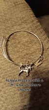 Bangle Bracelet With A "M" And A Unicorn Charms