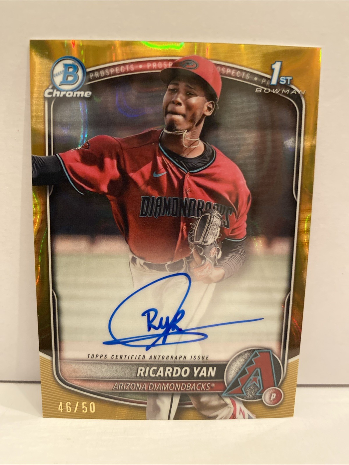 2025 BOWMAN CHROME 1ST #CPA-RY RICARDO YAN GOLD LAVA REFRACTOR AUTO /50