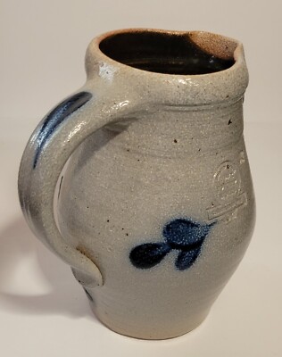 Vintage 1987 Rowe Pottery Works Cow Pitcher / Jug Salt Glaze