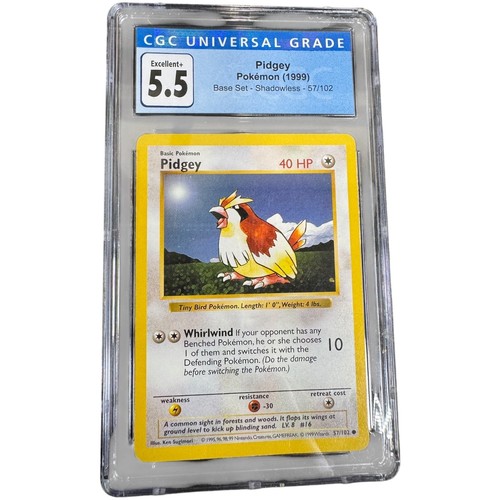 Pidgey (Shadowless) graded CGC 5.5 for sale on eBay
