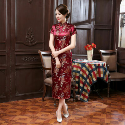 asian satin dress Vintage Asian Silk Dress - Silk Costume Dress - Sleeveless Silk Dress -  Chinese Dress - Chinese Silk Dress - Cheongsam - Blue Cheongsam