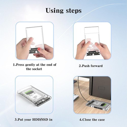 Clear 2.5"SATA USB3.0 Festplatte Disk Box HDD Gehäuse Laptop Y7K Gehäuse R5 B7I7 - Afbeelding 11 van 12