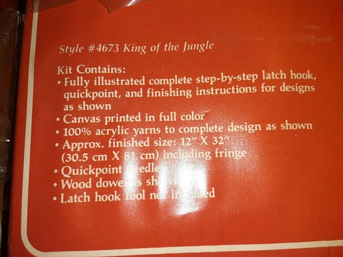 VINTAGE VOGART CRAFTS WALLHANGING CRAFTS KIT KING OF THE JUNGLE LION NIB - Picture 4 of 7