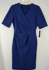Tahari Short Sleeve Dress, Blue, Women's 4