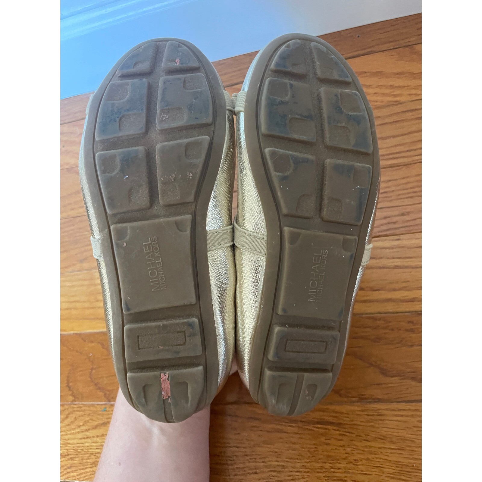 Michael Kors Rover Shoes Girls Size 12 Metallic Gold Ballet Flats MK Logo Casual thumbnail 5