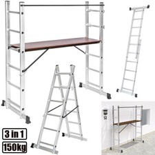 Industrial Working Ladder Scaffold Tower Platform Aluminium/Wood Step Ladder UK