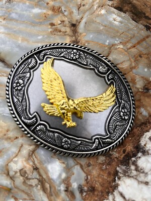 Gürtelschnalle Adler Golden Eagle Adler mit Ornamente  Western Biker Buckle 467