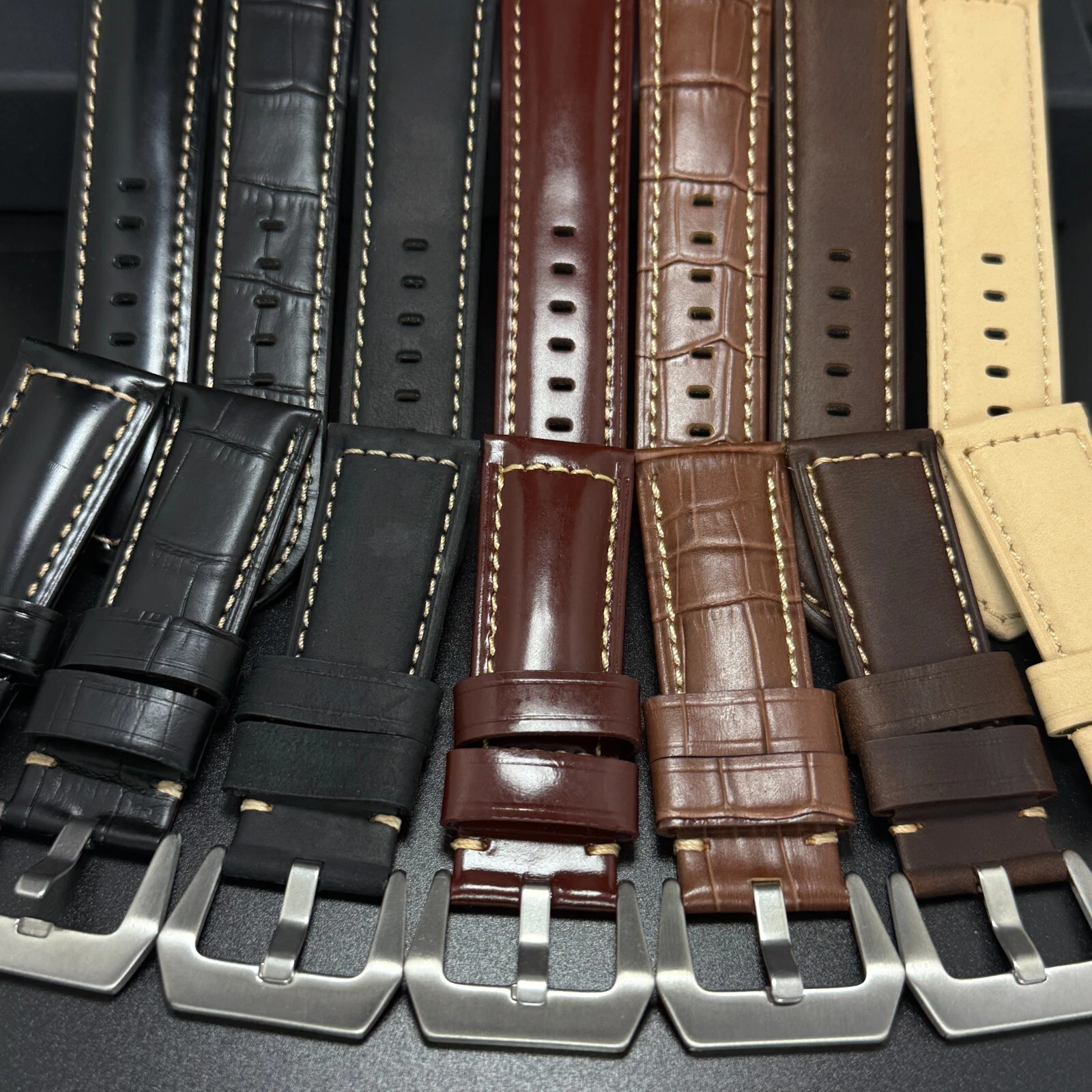 Leather Watch Straps for Panerai PAM Luminor Marina 20 22 24 26 mm Black Brown