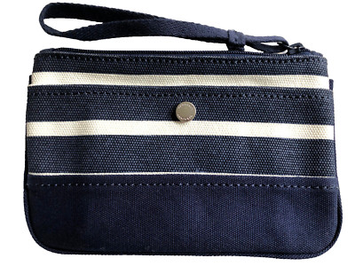Lands End Canvas Deep Sea Wide Stripe 8''x5'' Small Navy & White Colors