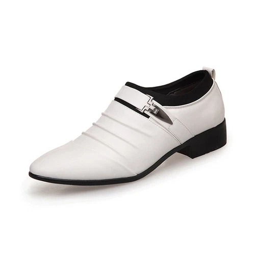 男式牛津皮革尖头鞋休闲婚礼正式办公室工作鞋 - 第 12 张/共 15 张