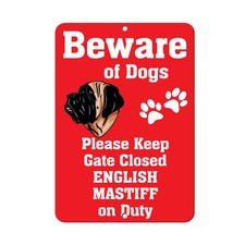 ENGLISH MASTIFF DOG Beware of Fun Novelty METAL Sign