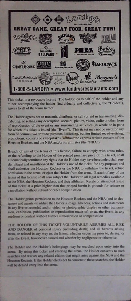 Houston Rockets San Antonio Spurs Ticket Tim Duncan Yao Ming Photo 11/14/2006 - Image 2 of 2