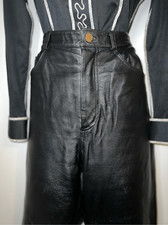 Women  s Vintage Black Leather Straight Leg Pants 10