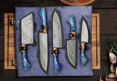 Hand Forged  Damascus Steel Chef Knife Set Kitchen Knives, Anniversary Gifts