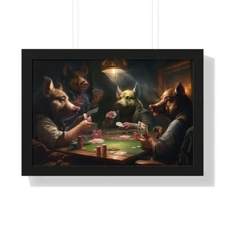 PIGS PLAYING POKER Abstract Art Painting Framed Poster