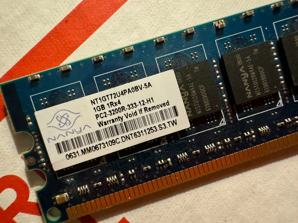 Nanya 1GB 1Rx4 PC2-3200R-333-12-H1 NT1GT72U4PA0BV-5A Memory RAM Stick For HP PC - Image 3 of 3