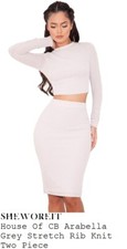 House of CB Arabella Ribbed Knit Skirt & Crop Top Set XS