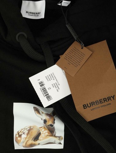 NEW BURBERRY LADIES BLACK COTTON HOODIE SWEATSHIRT XS - Picture 3 of 3