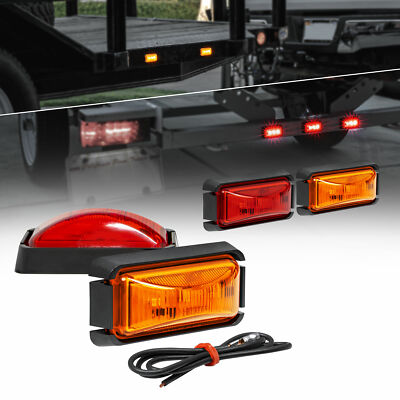 4pc 2.5'' Amber Red LED Trailer Marker Light Black Bezel DOT FMVSS 108 SAE P2PC