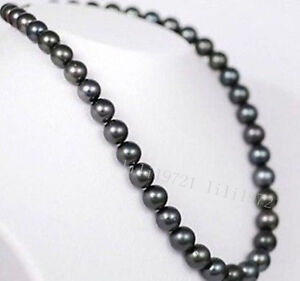 Details about   AAAA NEW 12-11MM TAHITIAN BLACK PEARL NECKLACE 18 20  INCH 14K GOLD Clasp 