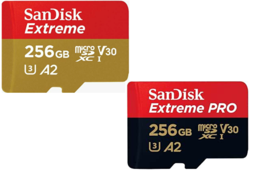 Carte performance SanDisk Extreme Micro SD XC U3 classe 10 A2 128 Go 256 Go   - Photo 1/7