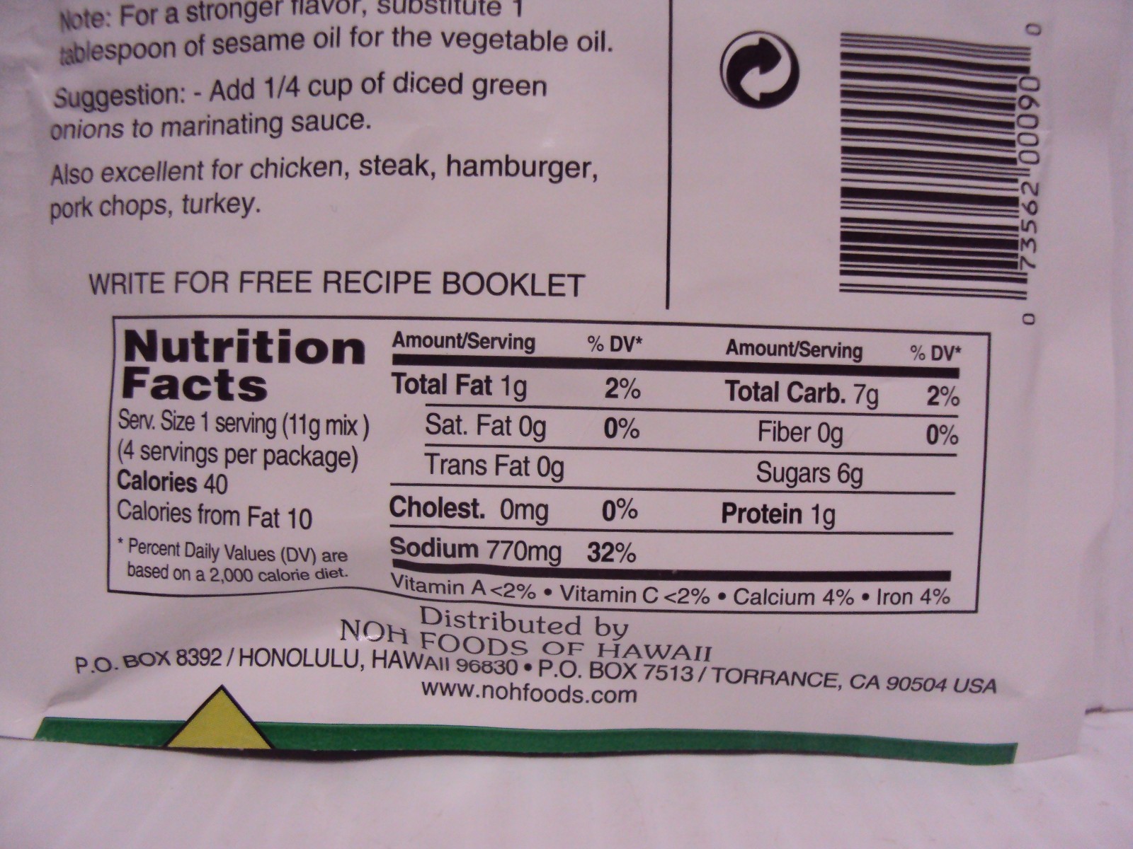 Lot 2 NOH Korean Barbecue Seasoning Mix (Kal Bi) All Natural NO MSG 1