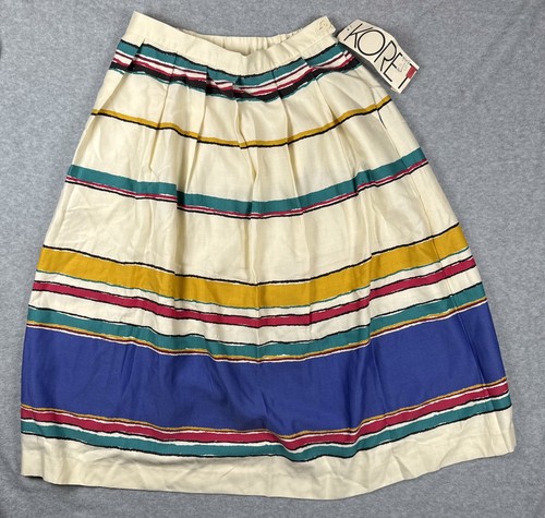 Vintage 80s Koret Multicolor Skirt Made USA ILGWU Cottagecore Medium *See Desc.