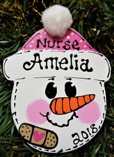 NURSE SNOWMAN Ornament U CHOOSE NAME  YEAR Personalize Christmas Gift Band-Aid