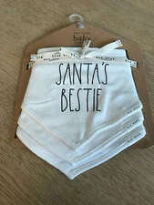 Rae Dunn Baby Bibs 3-Pack Bandana Bibs Christmas Santa's bestie New!