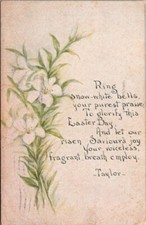 Antique Postcard Easter Bells Purest Praise Risen Saviours Joy FA Owen Co 1912