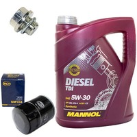 MotoröL Set 5W-30 5 Liter + ÖLfilter SM 104 + Schraube FüR Mitsubishi ASX Lancer