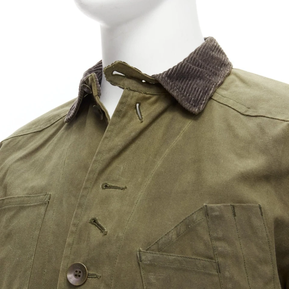 RAG & BONE Barneys green waxed cotton corduroy collar 4 pockets jacket US38 M - Image 2 of 4