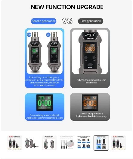 JAYETE C-01 UHF Wired to Wireless Microphone Converter Transmitter Receiver R8Y8 - Image 3 of 4