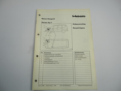 Renault Espace V6 Einbauanleitung Webasto Thermo Top T Typ BW50 Heizung 1991