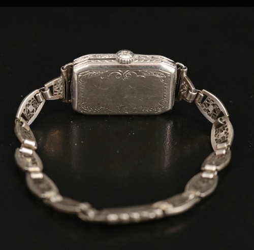 Art Deco Antique Vintage Platinum Diamond And Tsavorite Mechanical Watch - Picture 3 of 5