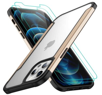 iPhone 12 Pro Max Case, +2 Screen Protectors, Airbag Series, 6.7'' - Gold