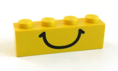 LEGO Stein / Brick 1 x 4 bedruckt mit ''Smile'', gelb # 3010p01