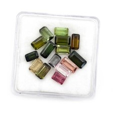 Natural Multi Tourmaline Octagon Cut Loose Gemstone Lot 15 Pcs 4 6-4 8 MM 8 CT