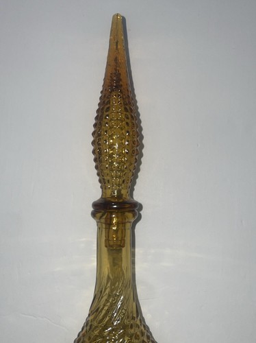 Vintage! MCM Empoli 22.5” Amber Pineapple Diamond Point Genie Bottle W Stopper - Picture 3 of 14