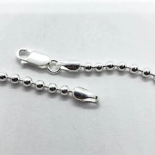 925 Sterling Silver Ball Bead Chain Necklace .925 Italy 3mm - All Sizes