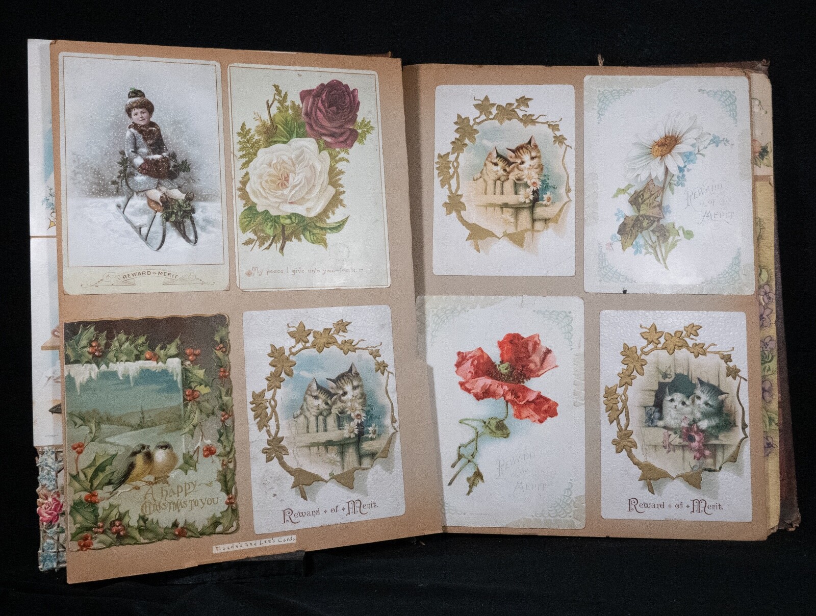 Large Antique Victorian Scrapbook Album Ephemera Die Cut Trading Cards