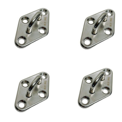 4 Pc Marine Boat Stainless Steel 5/16'' Diamond Pad Eye Welded SS316 Eye Pad Lift