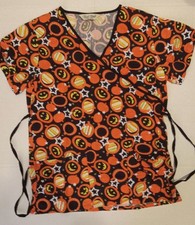 Scrub Top W-XS HALLOWEEN pumpkins candy