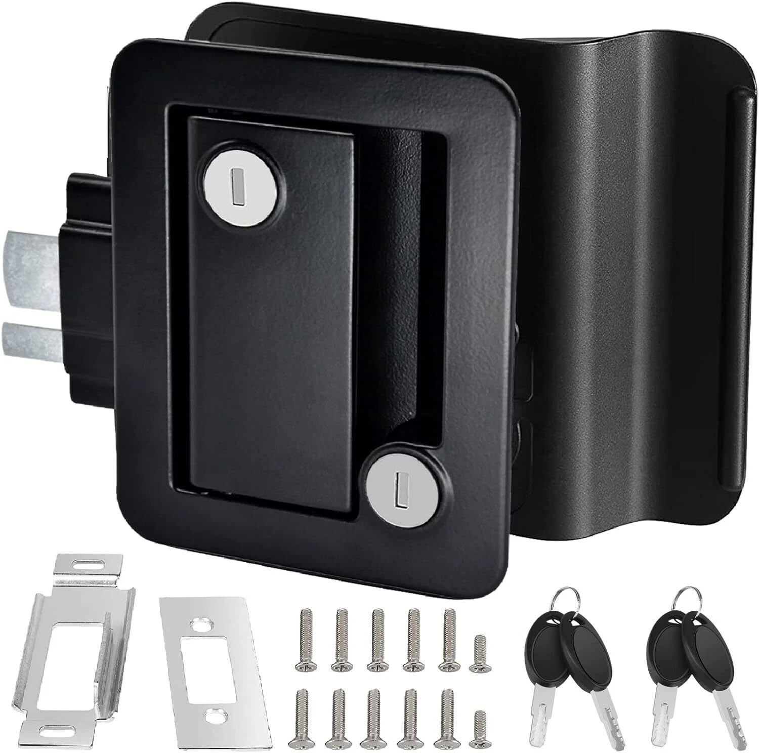 Black RV Paddle Entry Door Lock Latch Handle Deadbolt NEW Camper Cargo Trailer