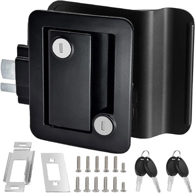 Black RV Paddle Entry Door Lock Latch Handle Deadbolt NEW Camper Cargo Trailer